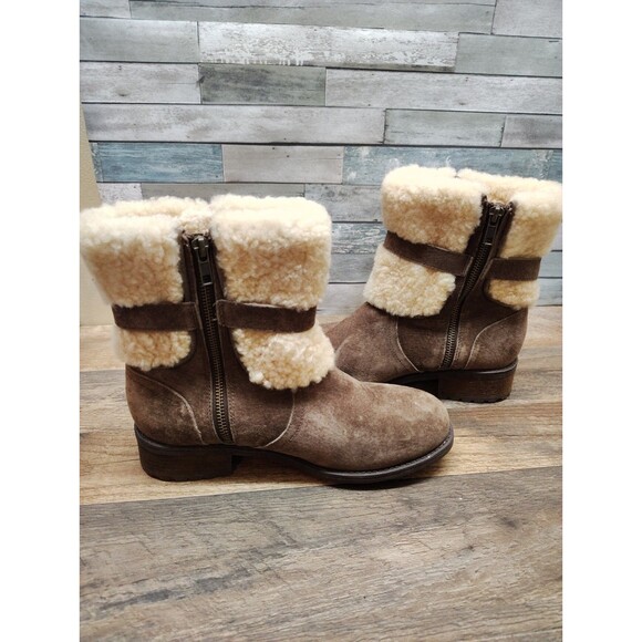 UGG Bayre II Taupe Water Resistant Suede Winter Boots Shearling Lining Cuff Sz.8 - Picture 5 of 8